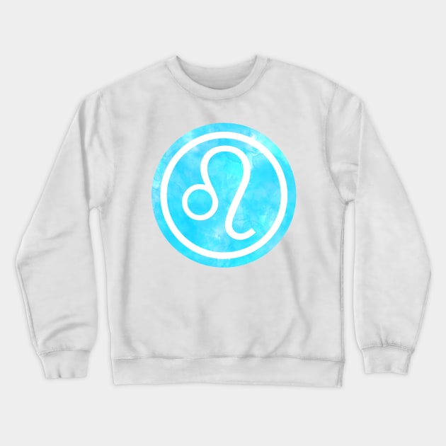 Blue Watercolor Zodiac - Leo Crewneck Sweatshirt by BiscuitSnack